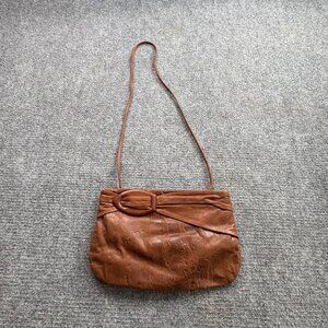 Vintage Letisse Brown Leather‎ Clutch With Strap & Buckle Detail Soft Classic